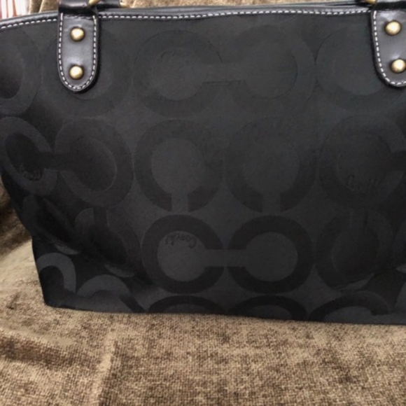 Coach HandbagBlack Canvas w/ signature Coach Pattern - Picture 5 of 10